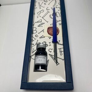 FRANCESCO RUBINATO Italian Wooden Dipping Pen 1 Metal Nib Calligraphy Blue